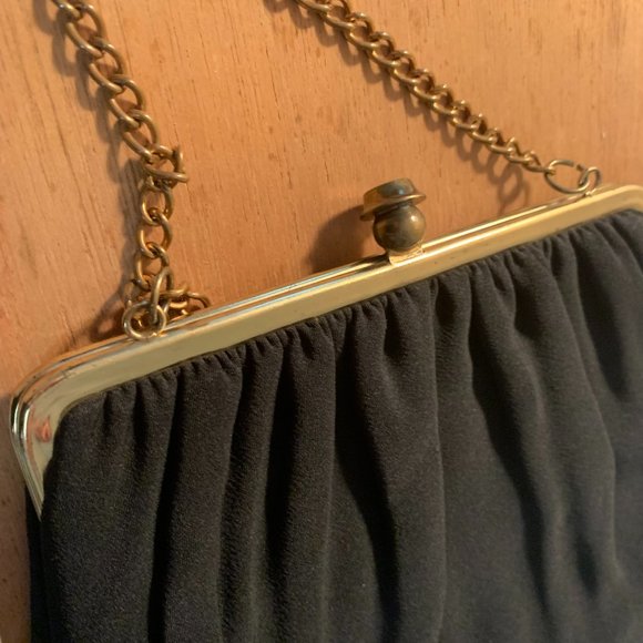 Vintage Henry Levine Black Evening Bag With Attached Coin Purse - Picture 7 of 13